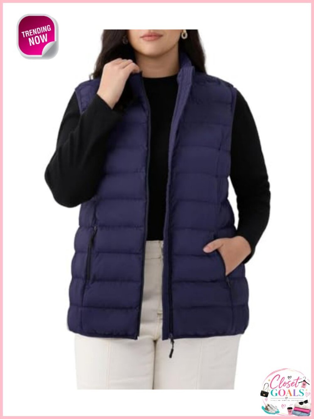 Plus Size Quilted Padded Zip Up Vest Stand Collar Sleeveless Gilet Outerwear
